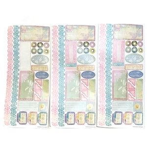 Sandylion Scrapbooking Stickers 9.5 in Sheets Boarders Butterfly Flowers Pastel